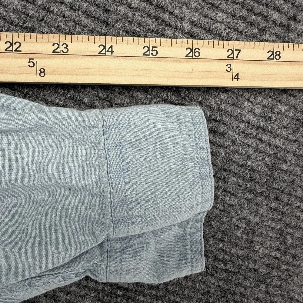 Vintage Wrangler Men's 2X Denim Chambray Western Button Up Shirt Cropped Fringe